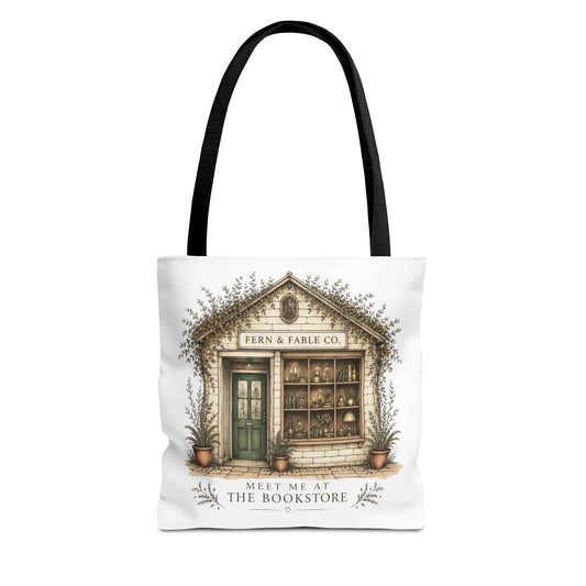 Bookstore Cottage Tote Bag  "Meet Me at the Bookstore" Literary Market Tote