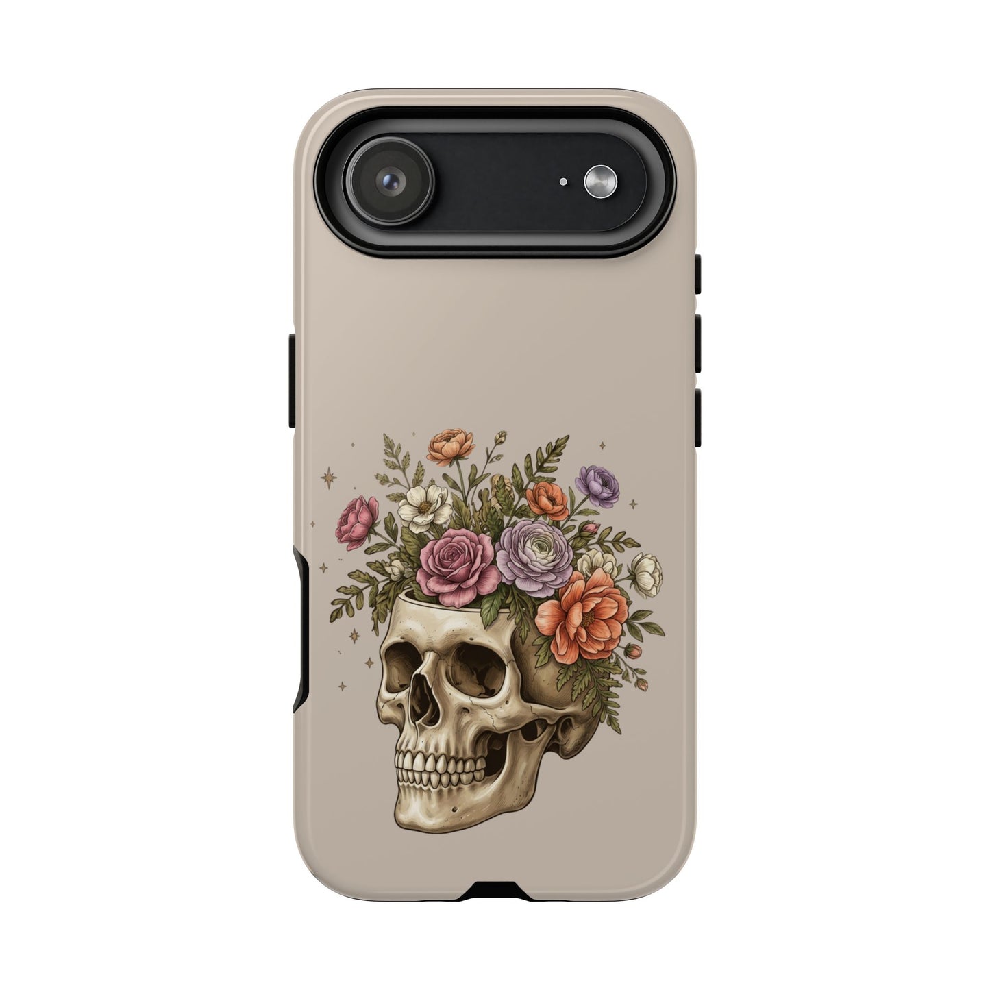 Floral Skull Tough Phone Case  Protective iPhone Case with Vintage Flower Skull Design