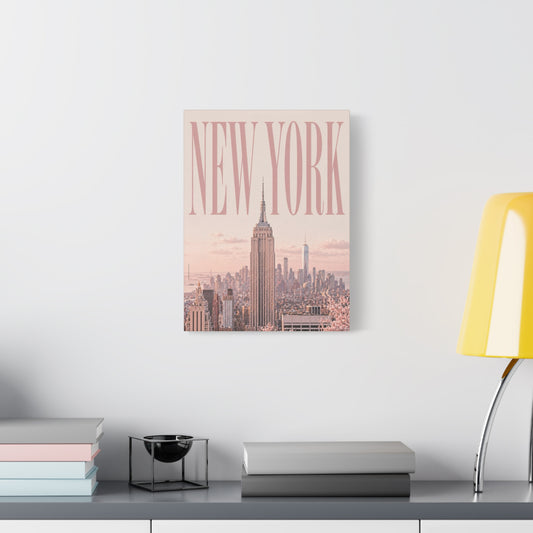 New York Pink Cityscape Canvas Wall Art