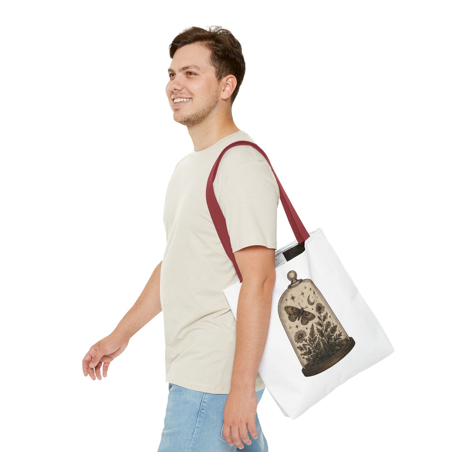 Botanical Dome Tote  Vintage Moth & Moon Floral Print Tote Bag