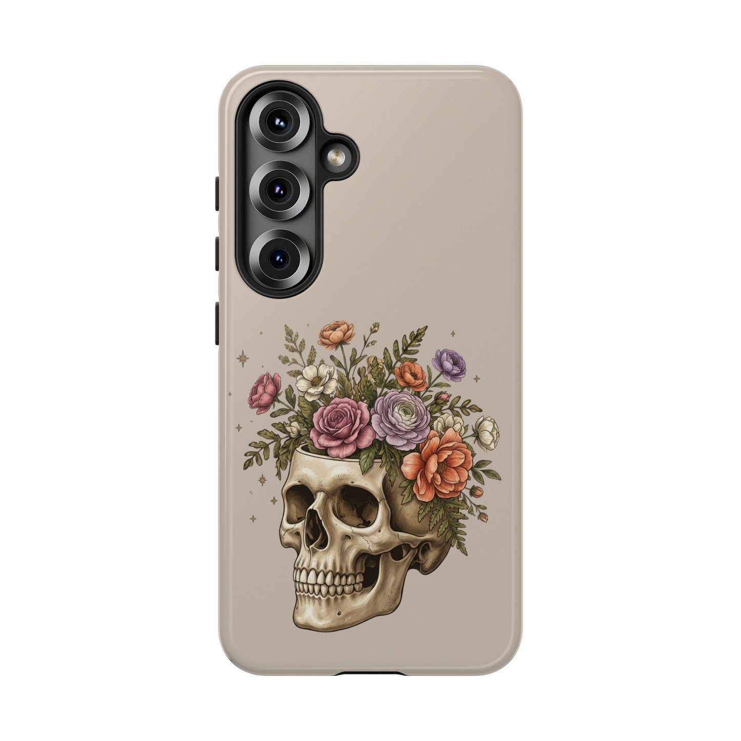 Floral Skull Tough Phone Case  Protective iPhone Case with Vintage Flower Skull Design