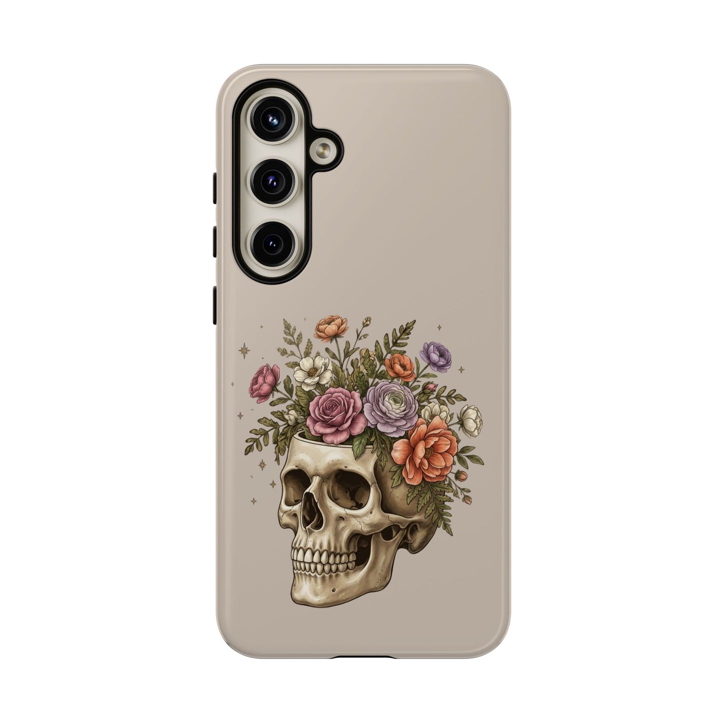 Floral Skull Tough Phone Case  Protective iPhone Case with Vintage Flower Skull Design