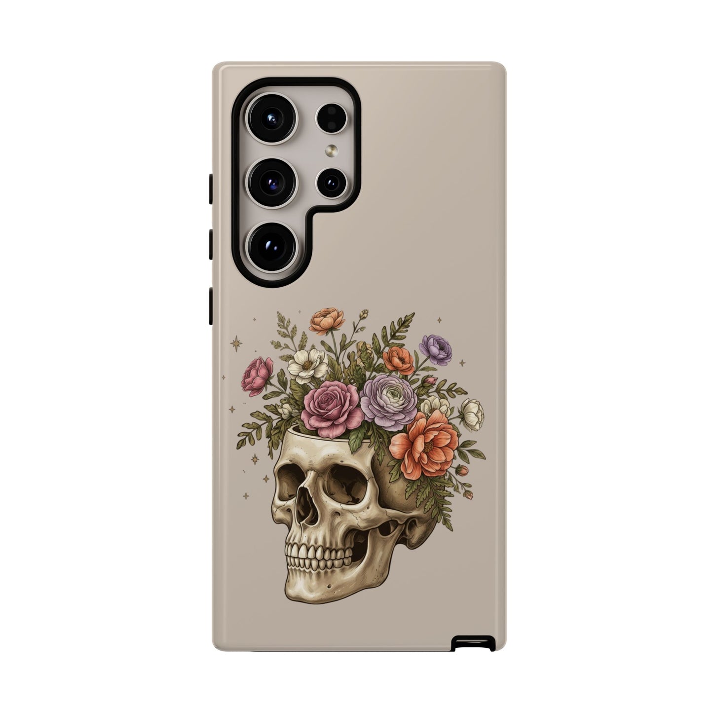 Floral Skull Tough Phone Case  Protective iPhone Case with Vintage Flower Skull Design