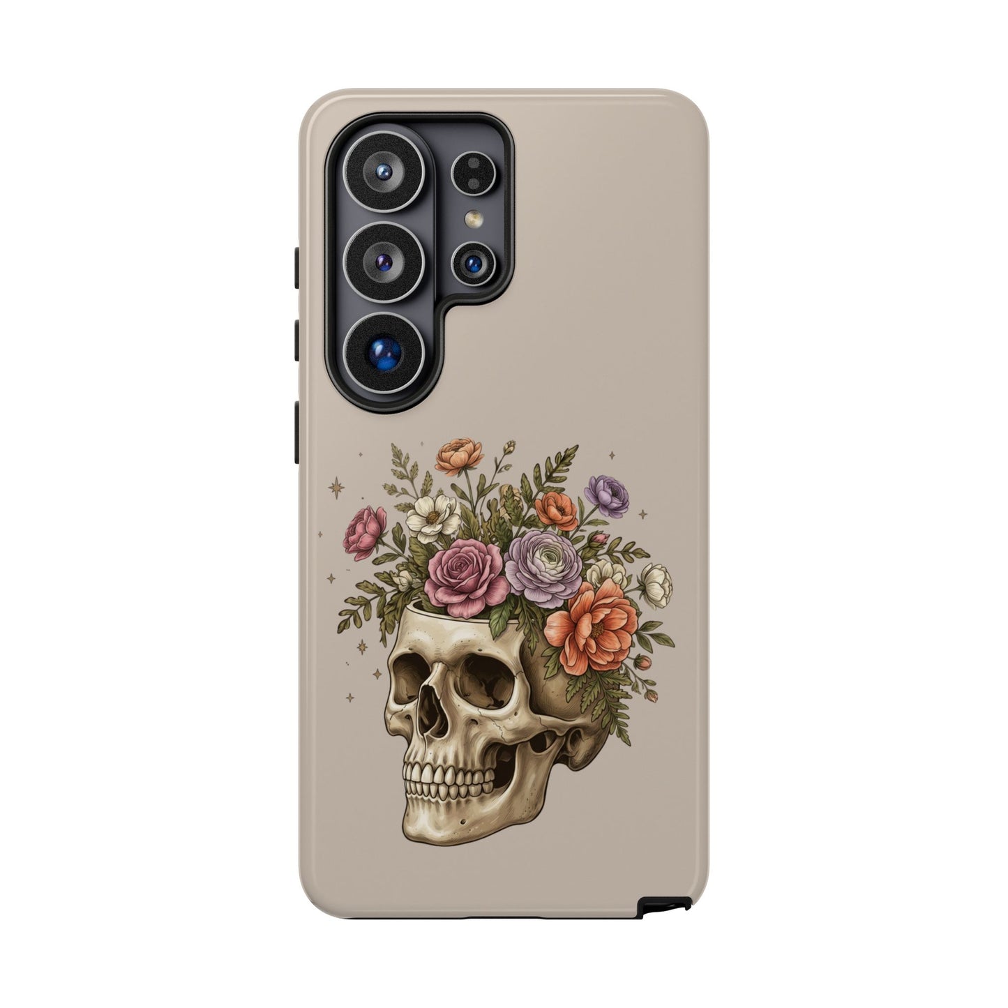 Floral Skull Tough Phone Case  Protective iPhone Case with Vintage Flower Skull Design