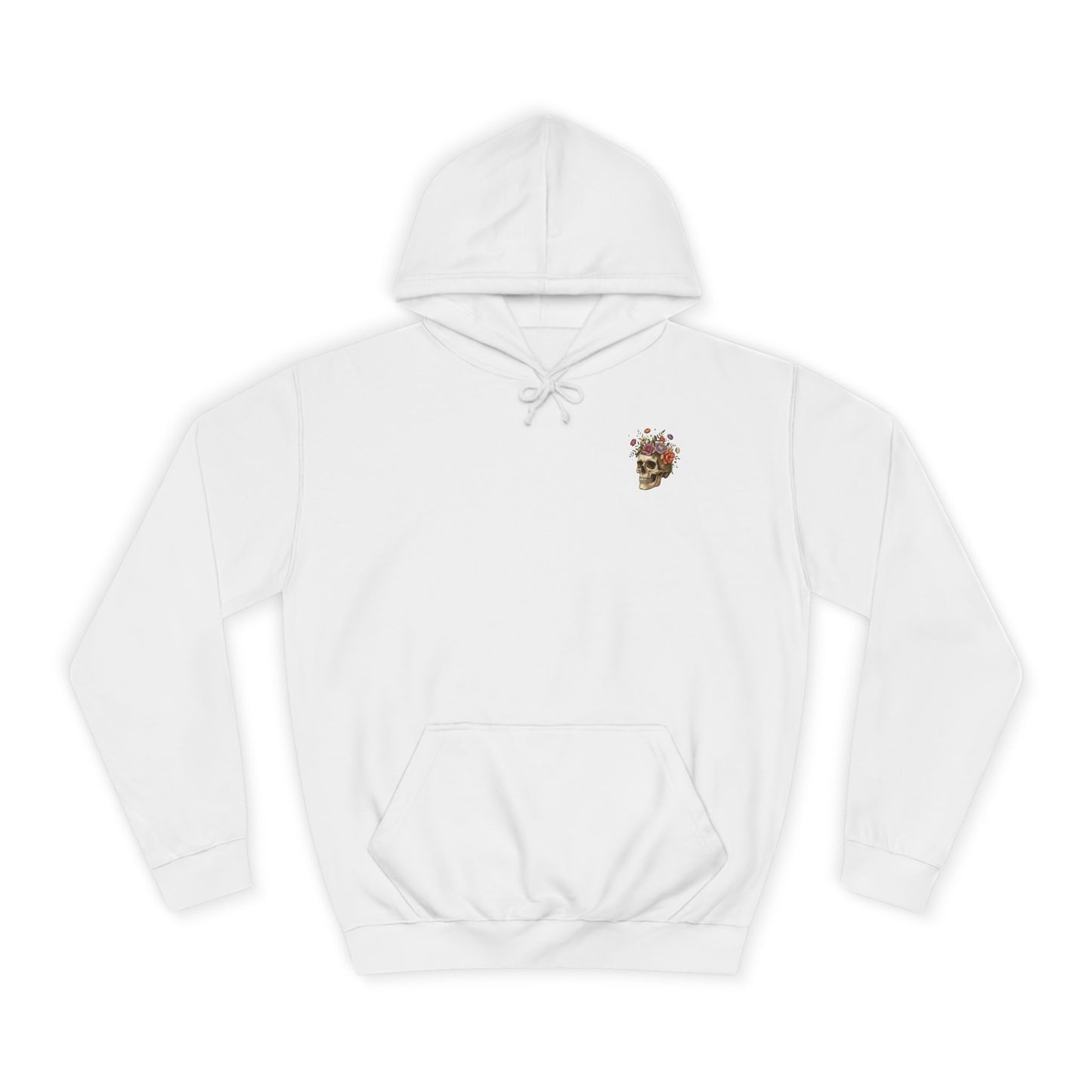 Skull & Floral College Hoodie  Rose Crown Skull Graphic Hoodie