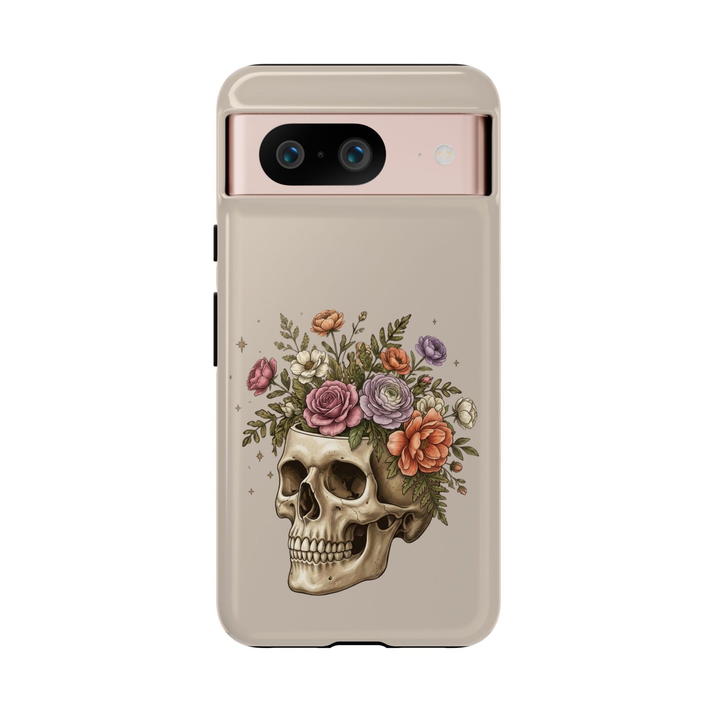 Floral Skull Tough Phone Case  Protective iPhone Case with Vintage Flower Skull Design