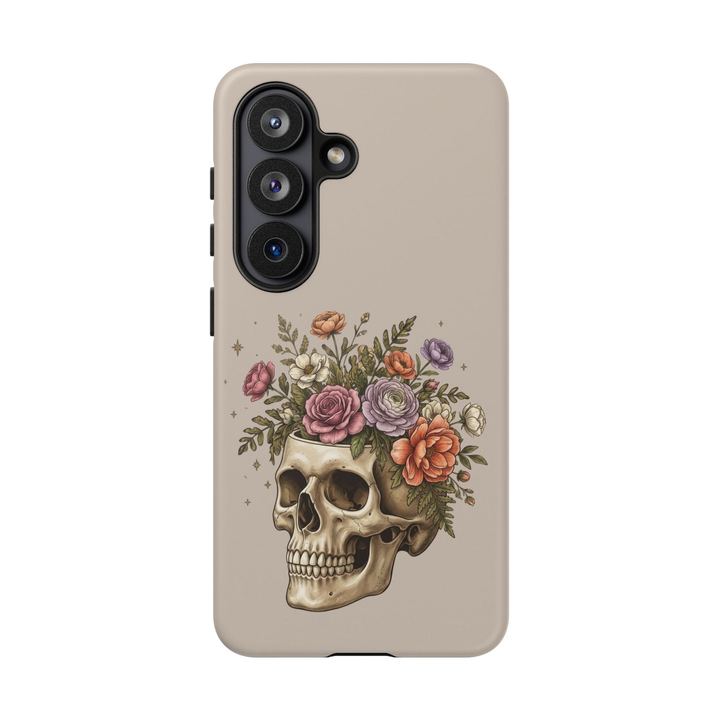 Floral Skull Tough Phone Case  Protective iPhone Case with Vintage Flower Skull Design