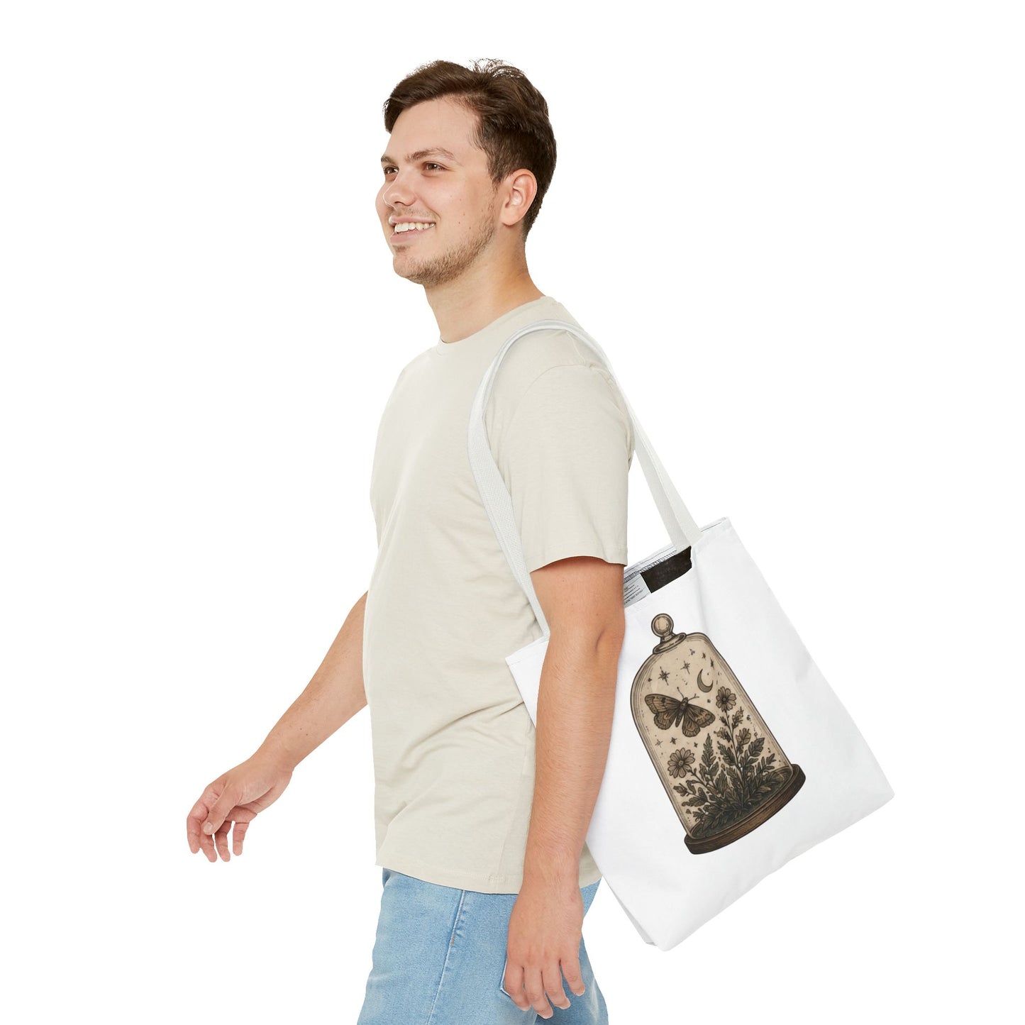 Botanical Dome Tote  Vintage Moth & Moon Floral Print Tote Bag