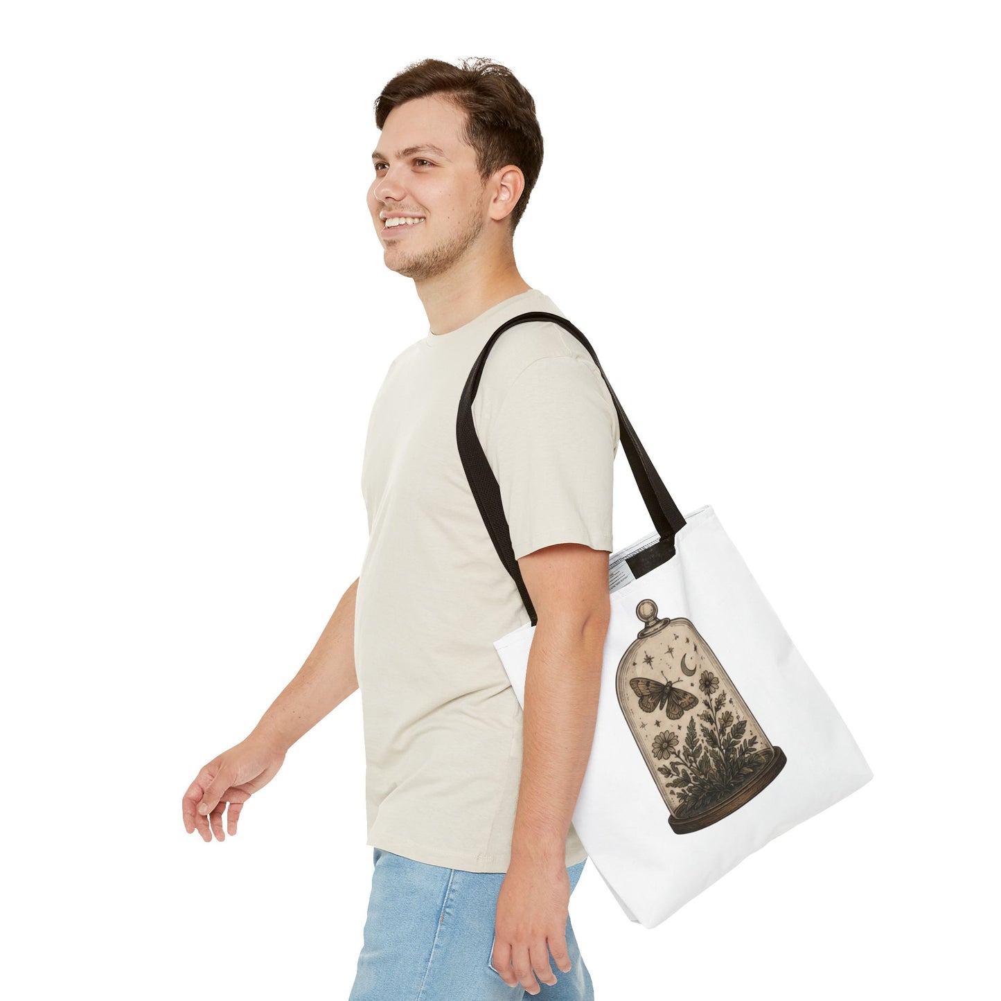 Botanical Dome Tote  Vintage Moth & Moon Floral Print Tote Bag