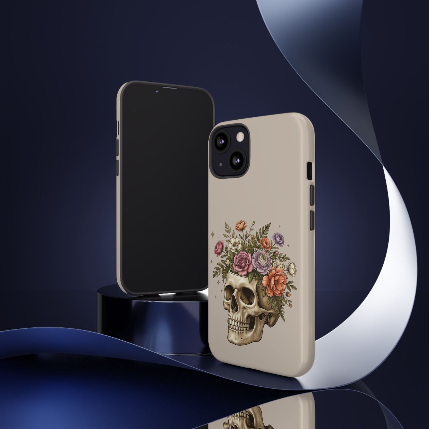 Floral Skull Tough Phone Case  Protective iPhone Case with Vintage Flower Skull Design