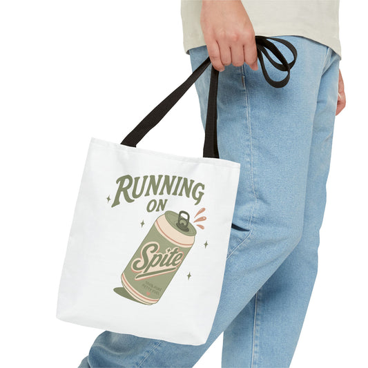 "Running on Spite" Retro Soda Can Graphic Tote