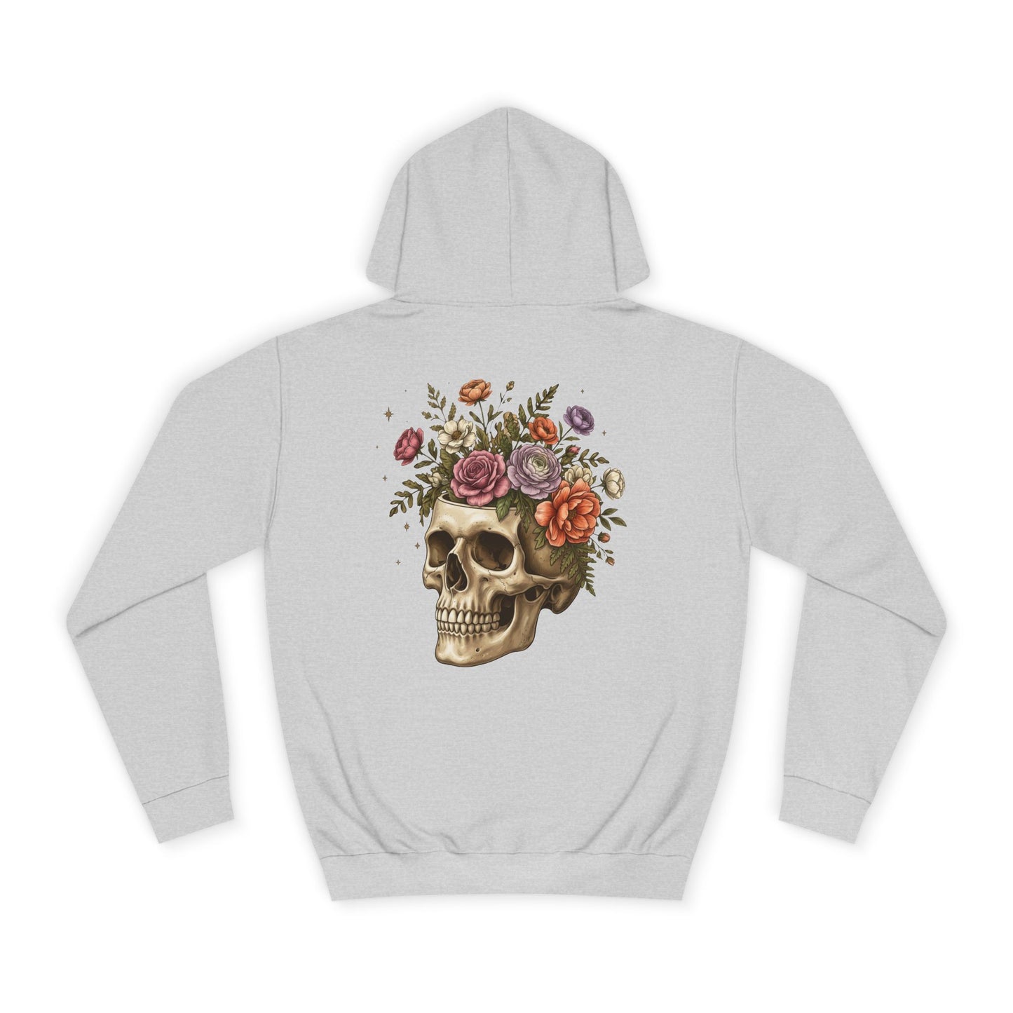Skull & Floral College Hoodie  Rose Crown Skull Graphic Hoodie