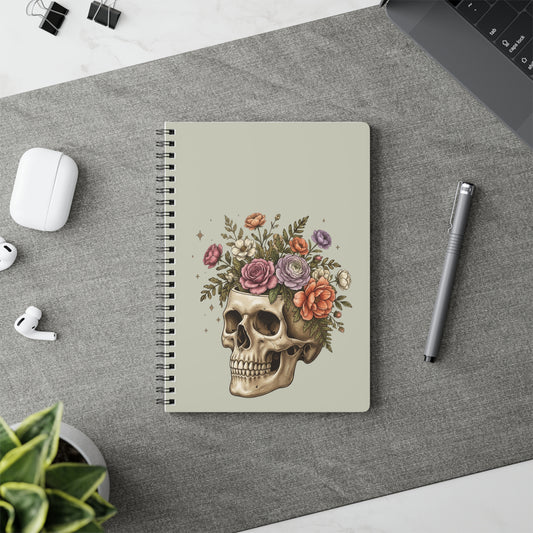 Skull & Wildflowers A5 Wire bound Notebook