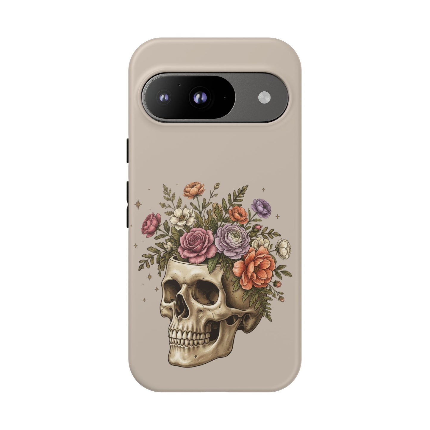Floral Skull Tough Phone Case  Protective iPhone Case with Vintage Flower Skull Design
