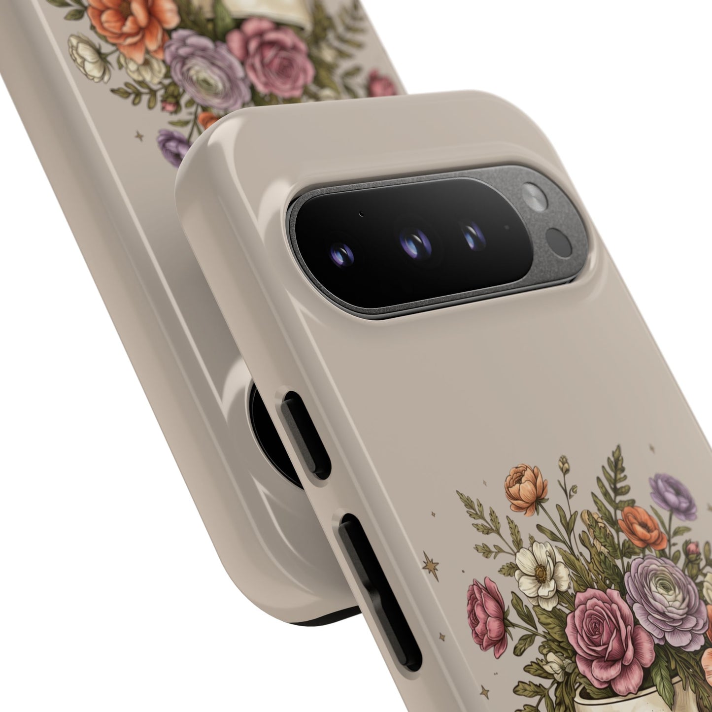 Floral Skull Tough Phone Case  Protective iPhone Case with Vintage Flower Skull Design