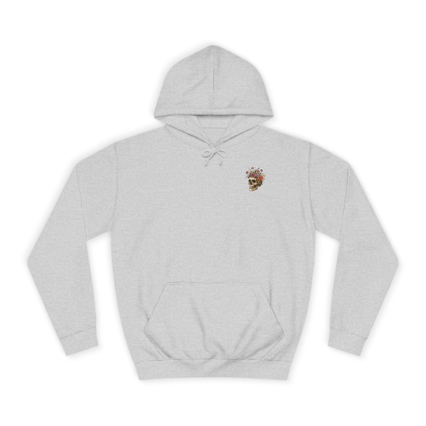 Skull & Floral College Hoodie  Rose Crown Skull Graphic Hoodie