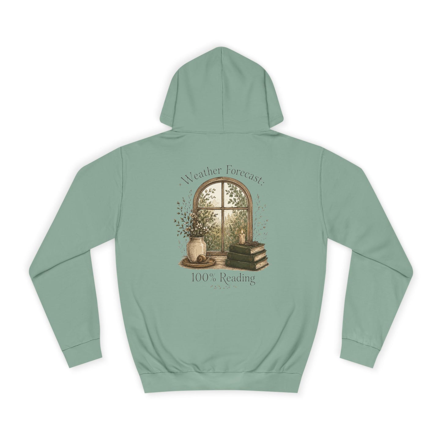 Cosy Window Nook Hoodie  Vintage Books & Tea Graphic