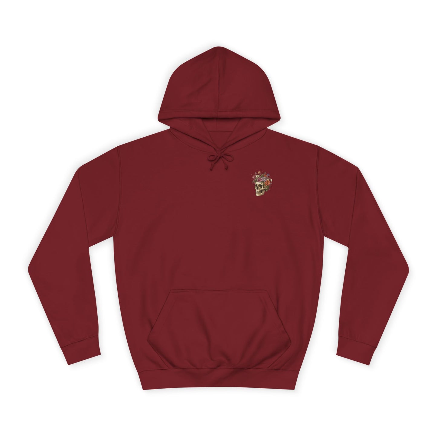 Skull & Floral College Hoodie  Rose Crown Skull Graphic Hoodie
