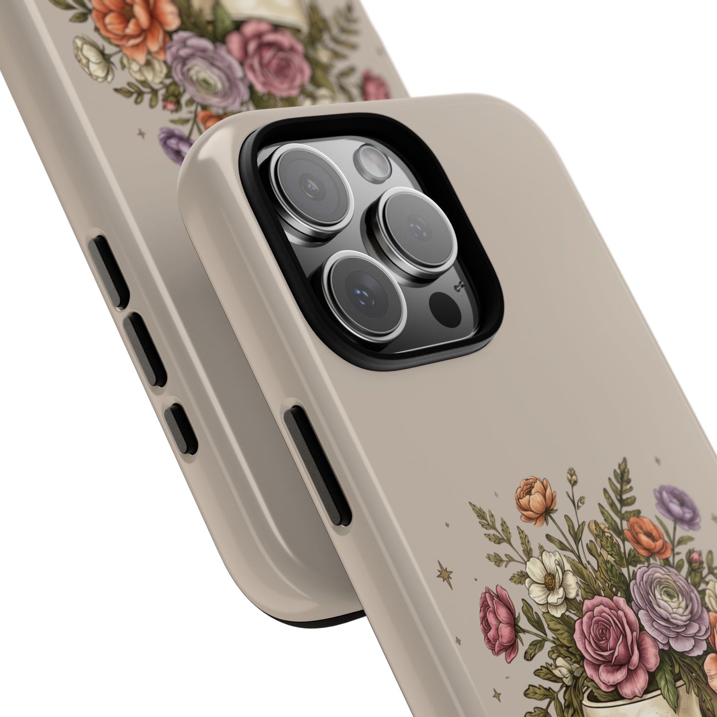 Floral Skull Tough Phone Case  Protective iPhone Case with Vintage Flower Skull Design