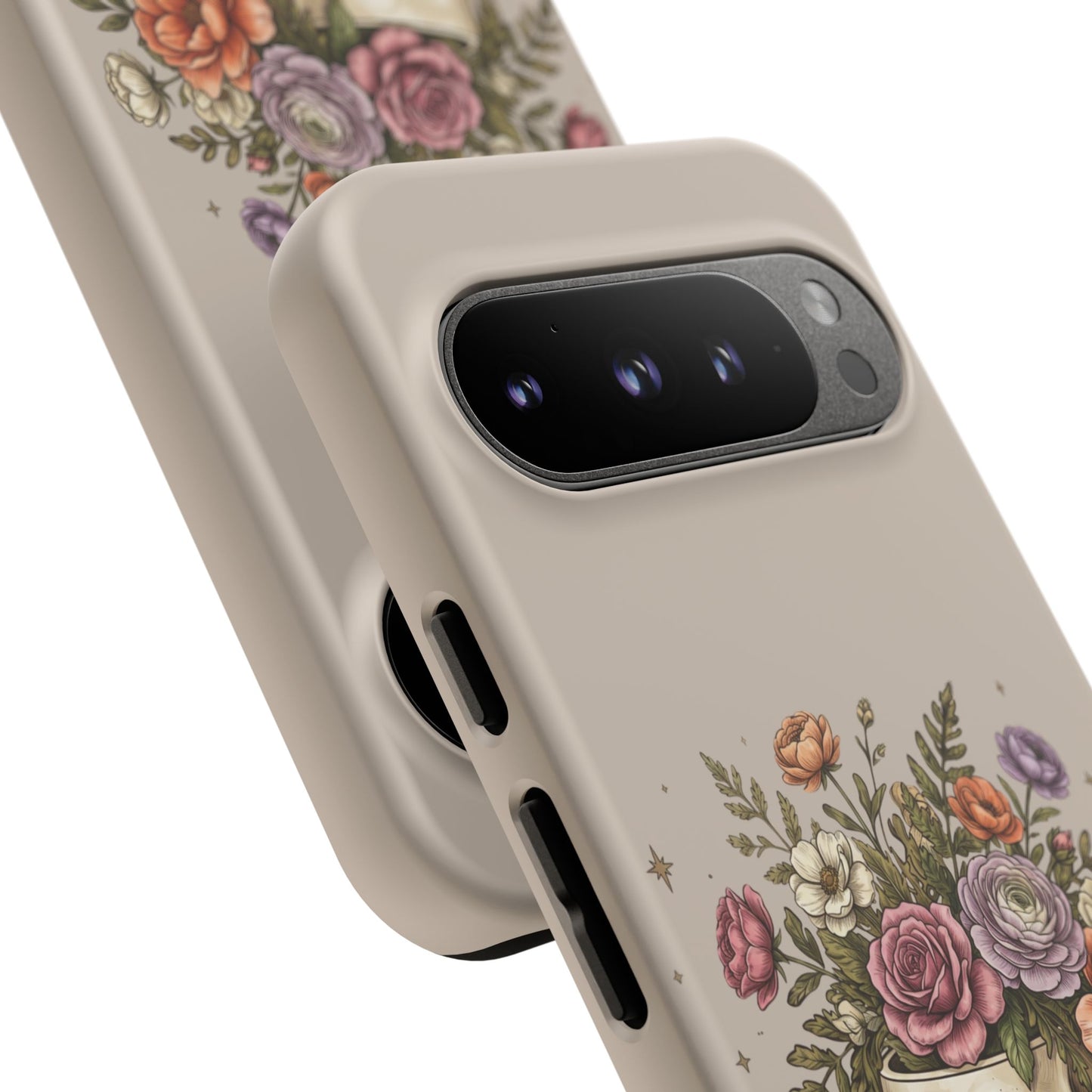Floral Skull Tough Phone Case  Protective iPhone Case with Vintage Flower Skull Design