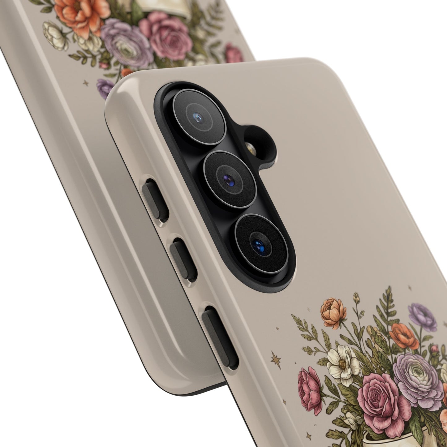 Floral Skull Tough Phone Case  Protective iPhone Case with Vintage Flower Skull Design