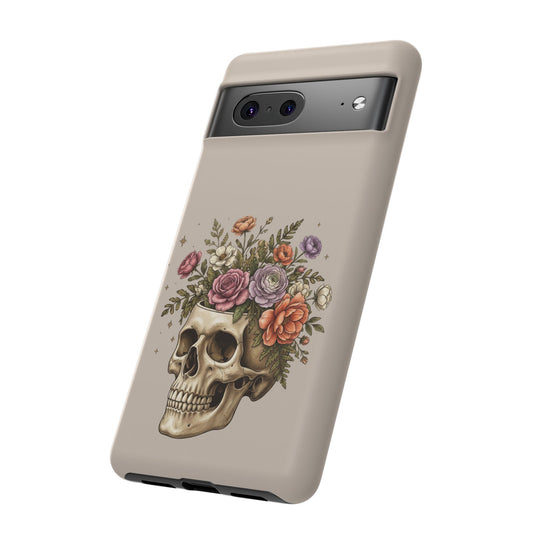 Floral Skull Tough Phone Case  Protective iPhone Case with Vintage Flower Skull Design