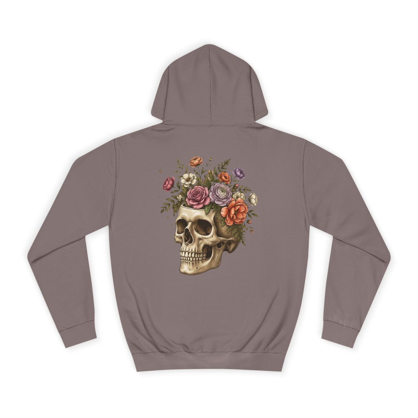 Skull & Floral College Hoodie  Rose Crown Skull Graphic Hoodie