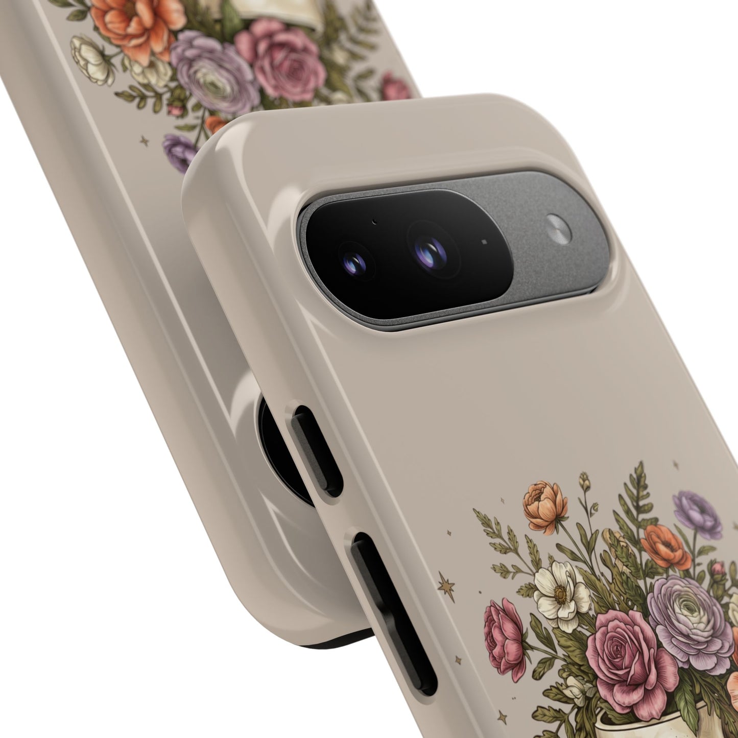 Floral Skull Tough Phone Case  Protective iPhone Case with Vintage Flower Skull Design
