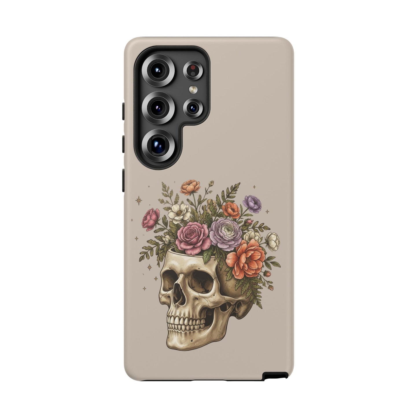 Floral Skull Tough Phone Case  Protective iPhone Case with Vintage Flower Skull Design