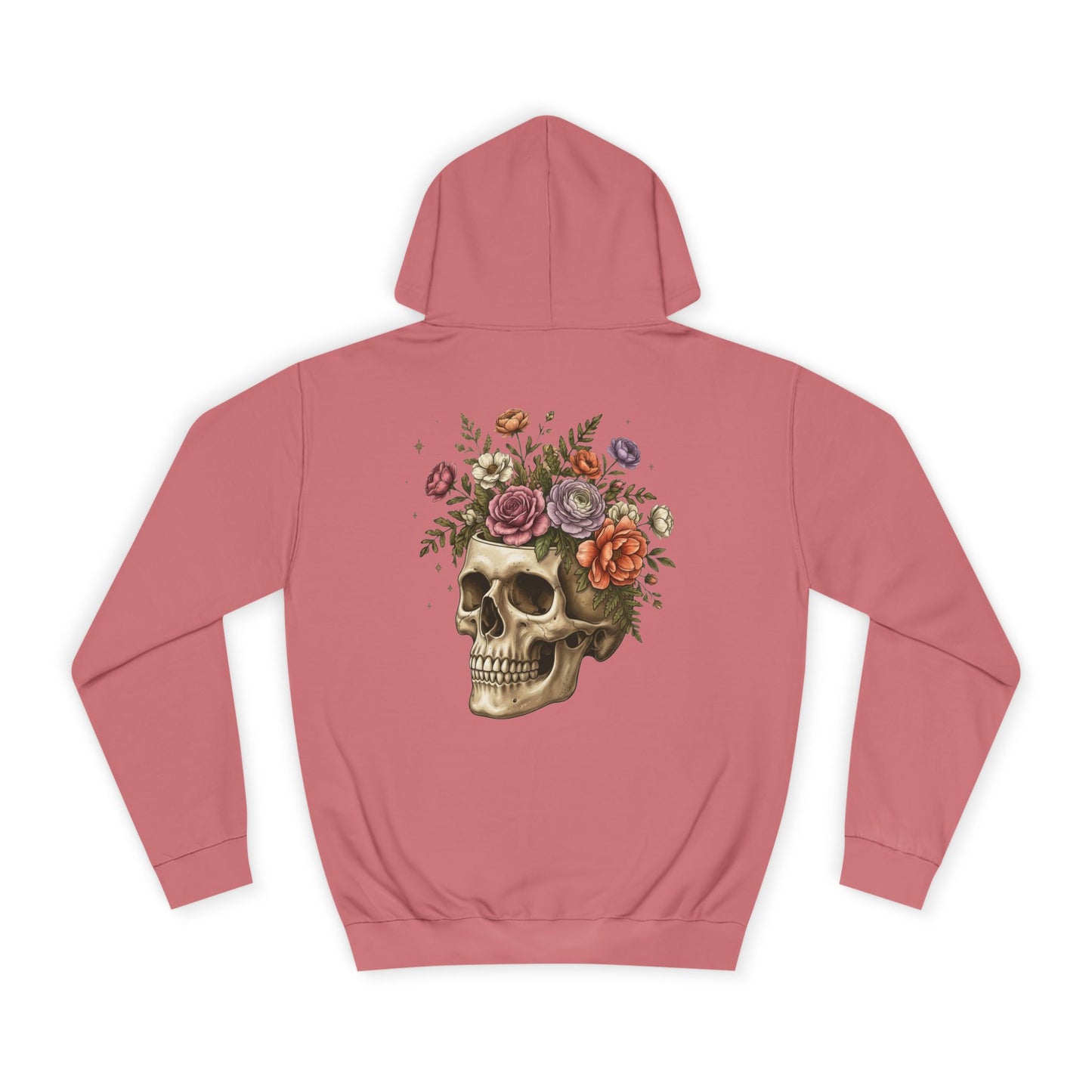 Skull & Floral College Hoodie  Rose Crown Skull Graphic Hoodie