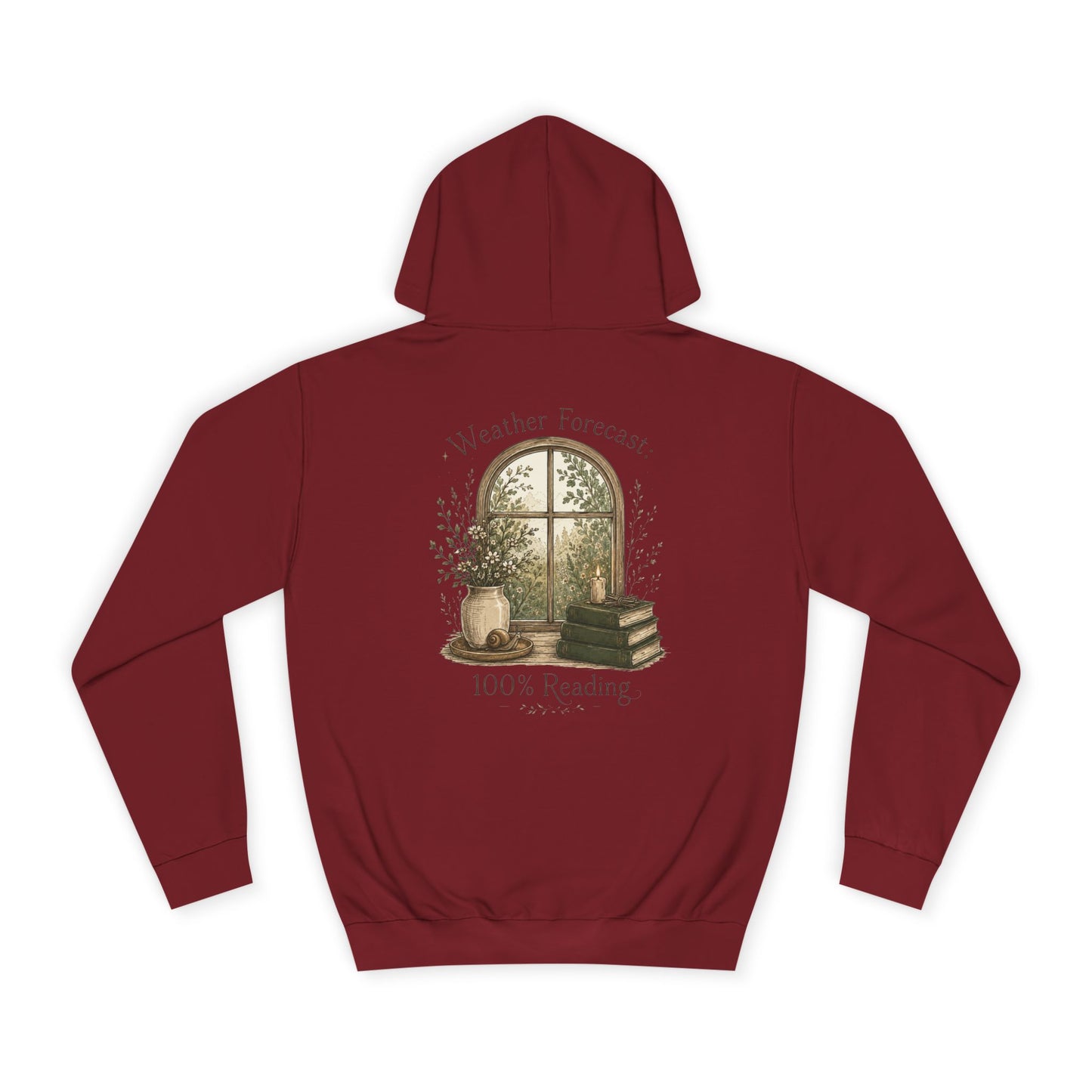 Cosy Window Nook Hoodie  Vintage Books & Tea Graphic