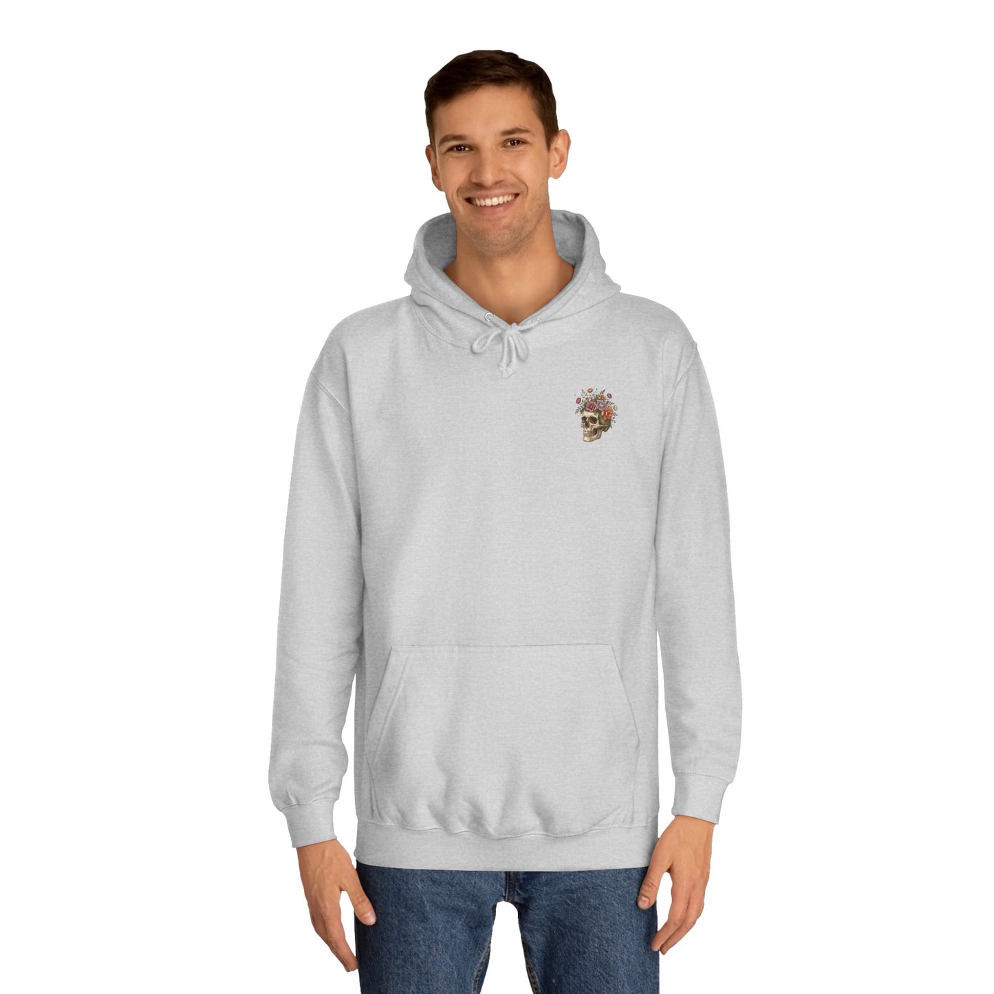 Skull & Floral College Hoodie  Rose Crown Skull Graphic Hoodie
