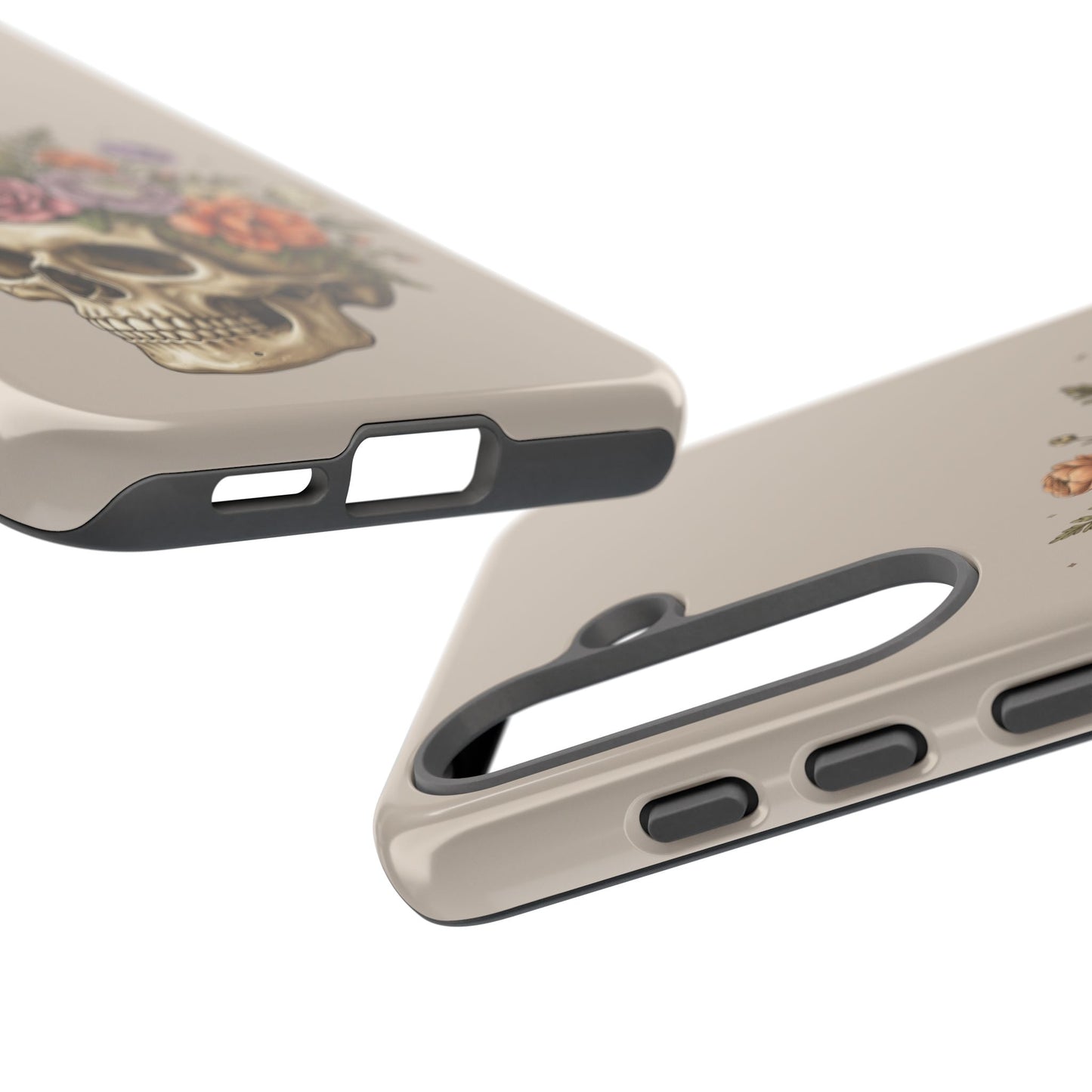 Floral Skull Tough Phone Case  Protective iPhone Case with Vintage Flower Skull Design