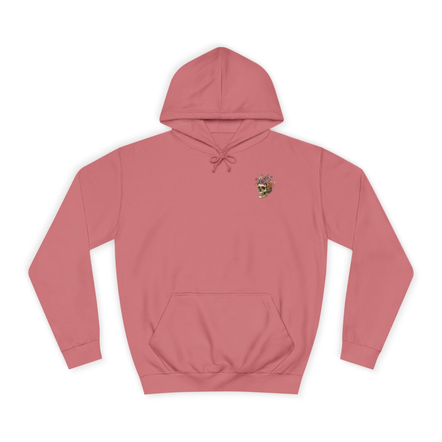 Skull & Floral College Hoodie  Rose Crown Skull Graphic Hoodie