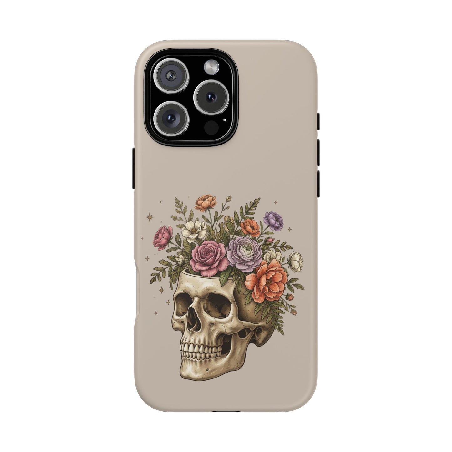 Floral Skull Tough Phone Case  Protective iPhone Case with Vintage Flower Skull Design