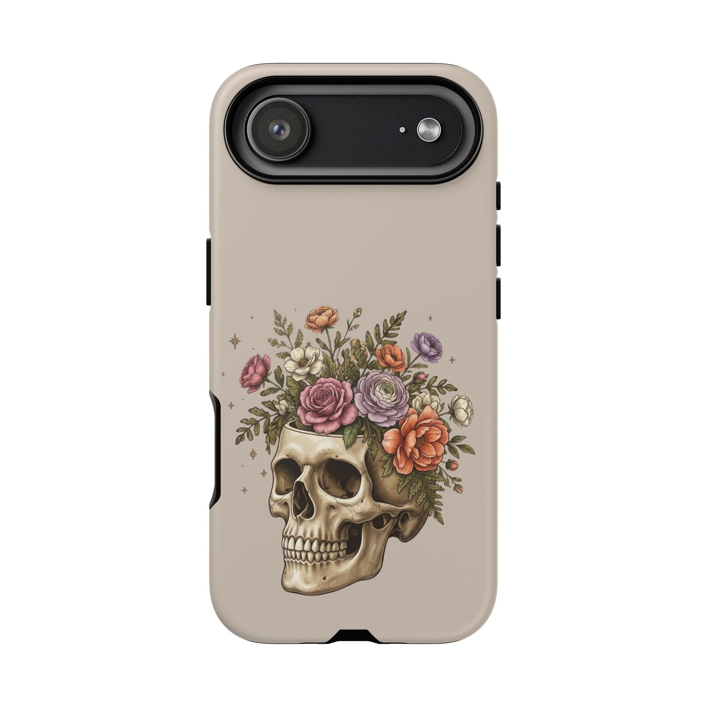 Floral Skull Tough Phone Case  Protective iPhone Case with Vintage Flower Skull Design