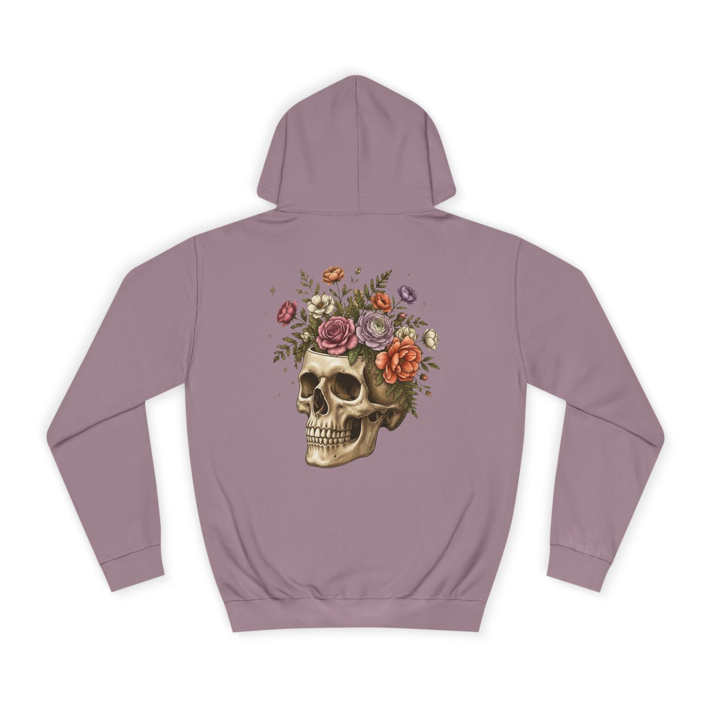 Skull & Floral College Hoodie  Rose Crown Skull Graphic Hoodie