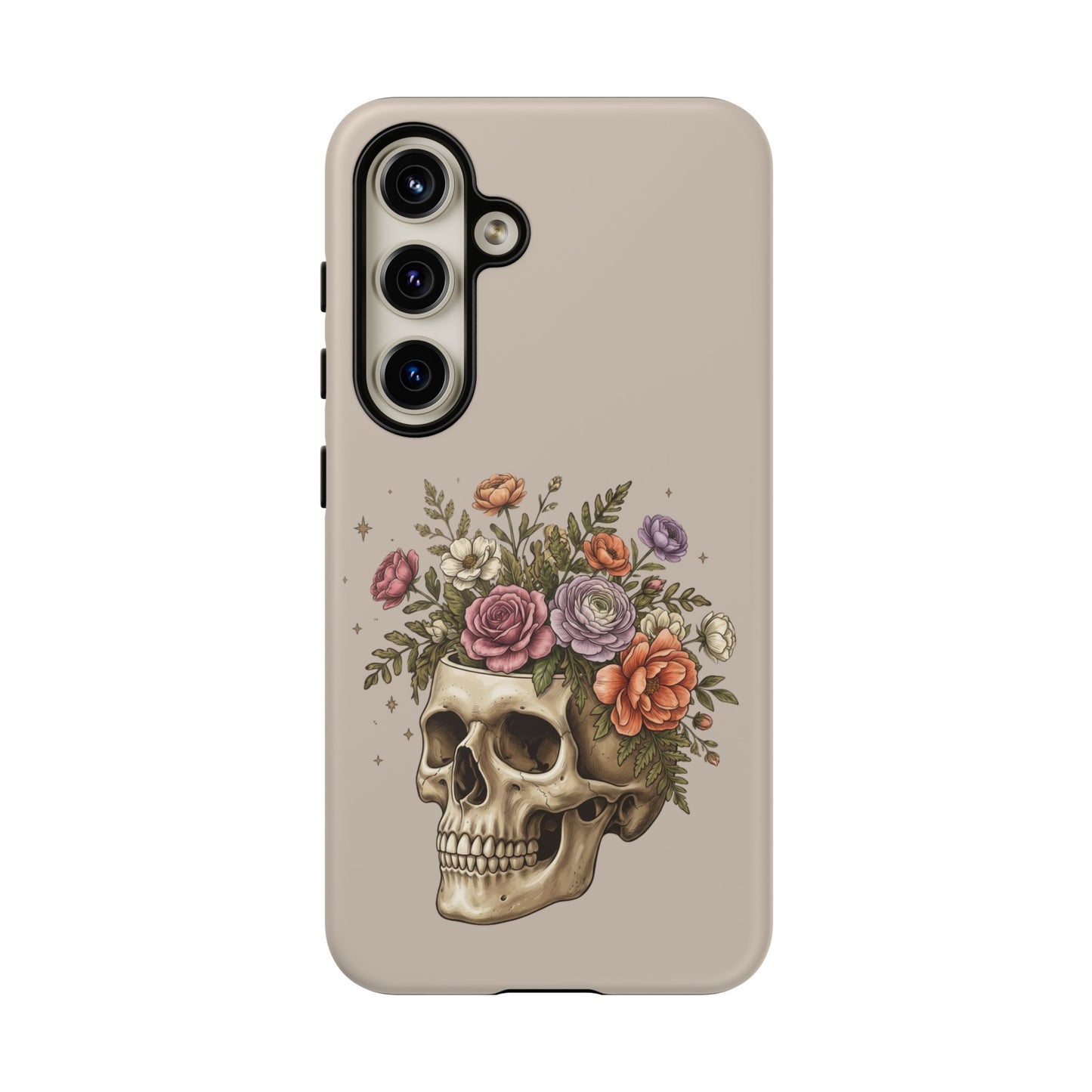 Floral Skull Tough Phone Case  Protective iPhone Case with Vintage Flower Skull Design
