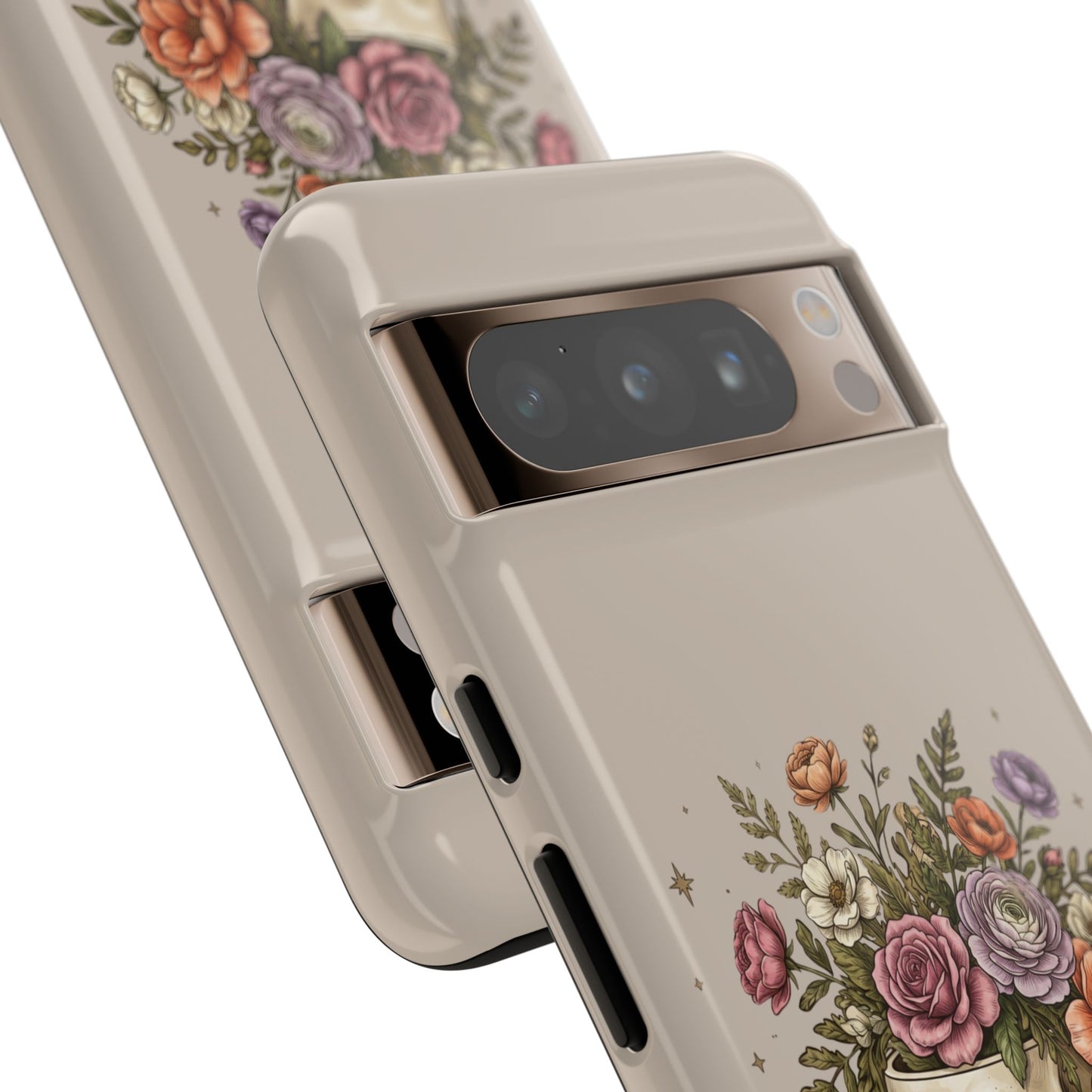 Floral Skull Tough Phone Case  Protective iPhone Case with Vintage Flower Skull Design