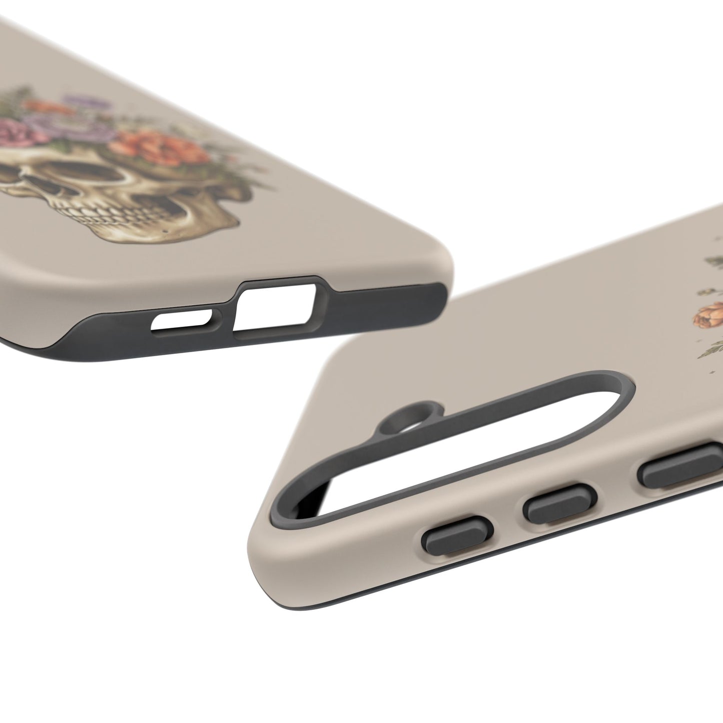 Floral Skull Tough Phone Case  Protective iPhone Case with Vintage Flower Skull Design