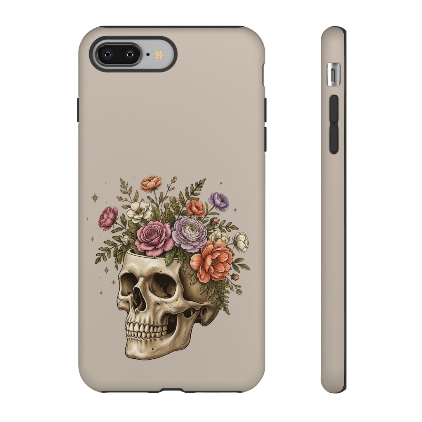 Floral Skull Tough Phone Case  Protective iPhone Case with Vintage Flower Skull Design
