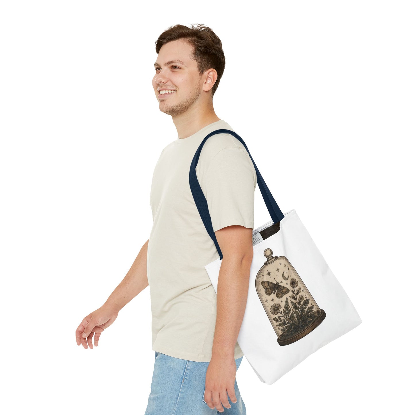 Botanical Dome Tote  Vintage Moth & Moon Floral Print Tote Bag