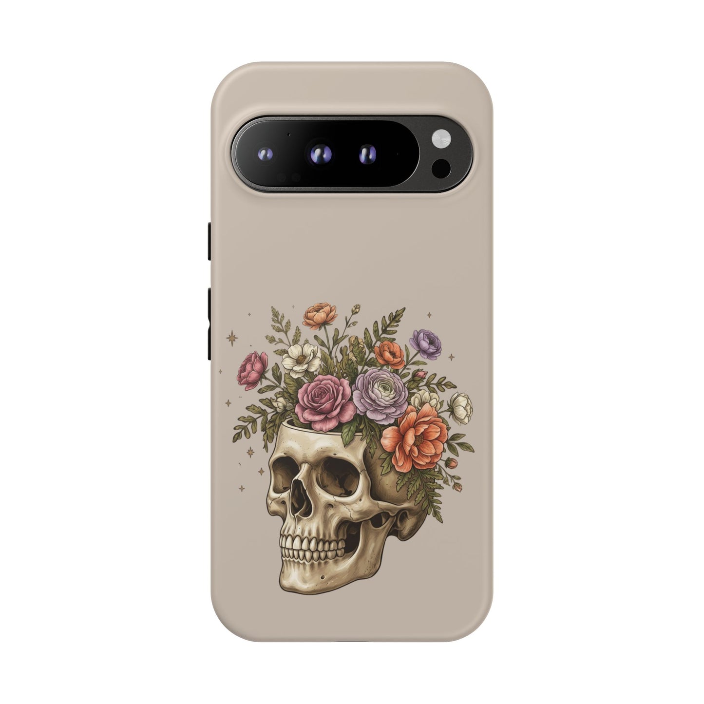 Floral Skull Tough Phone Case  Protective iPhone Case with Vintage Flower Skull Design