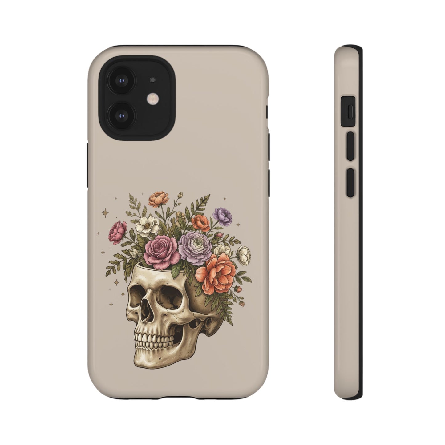 Floral Skull Tough Phone Case  Protective iPhone Case with Vintage Flower Skull Design