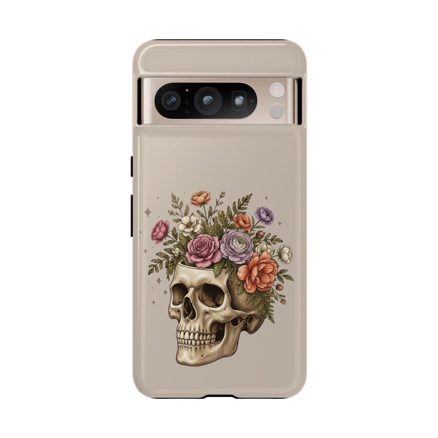 Floral Skull Tough Phone Case  Protective iPhone Case with Vintage Flower Skull Design