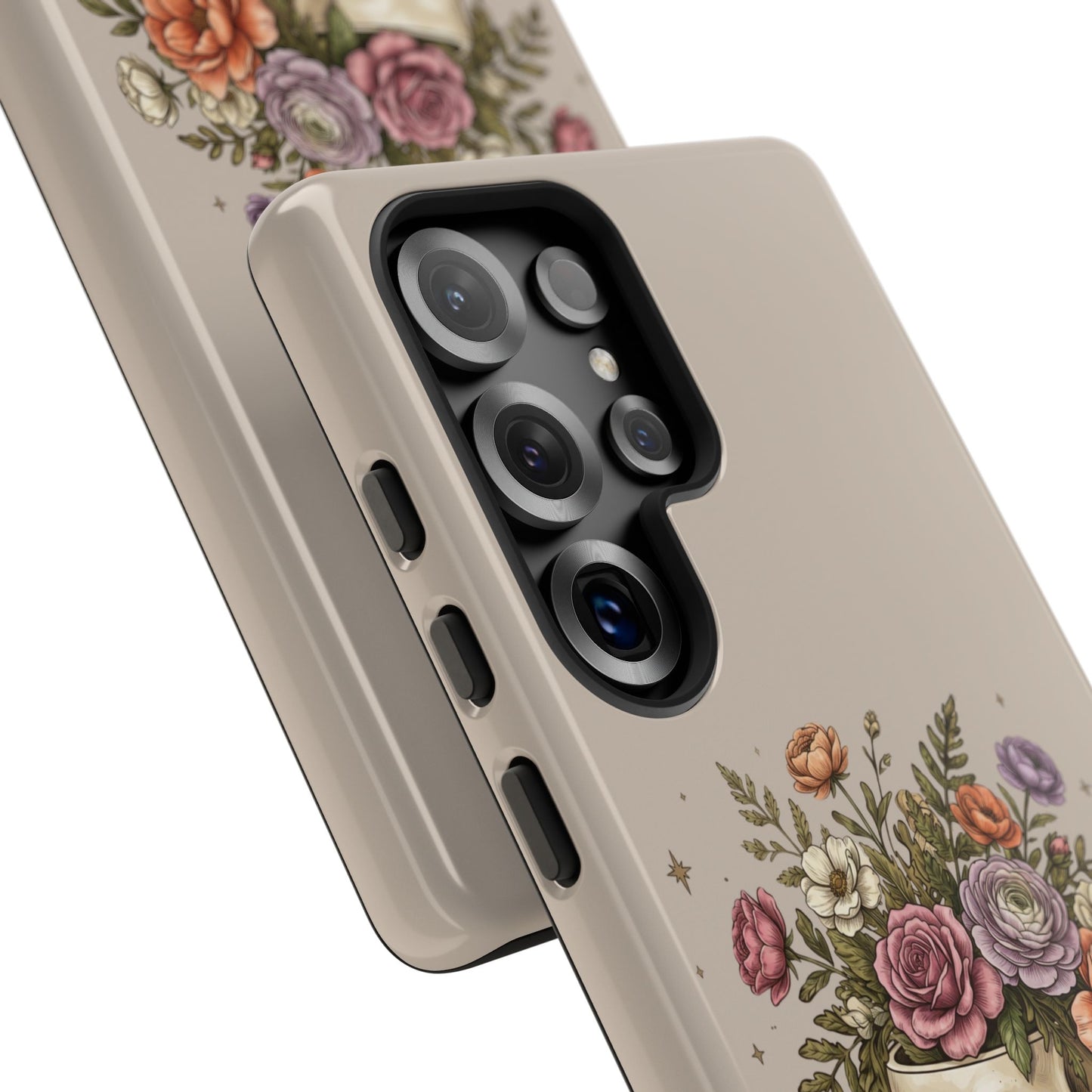 Floral Skull Tough Phone Case  Protective iPhone Case with Vintage Flower Skull Design