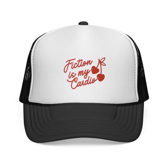 Fiction Is My Cardio Trucker Hat - Retro Cherry Reading Cap