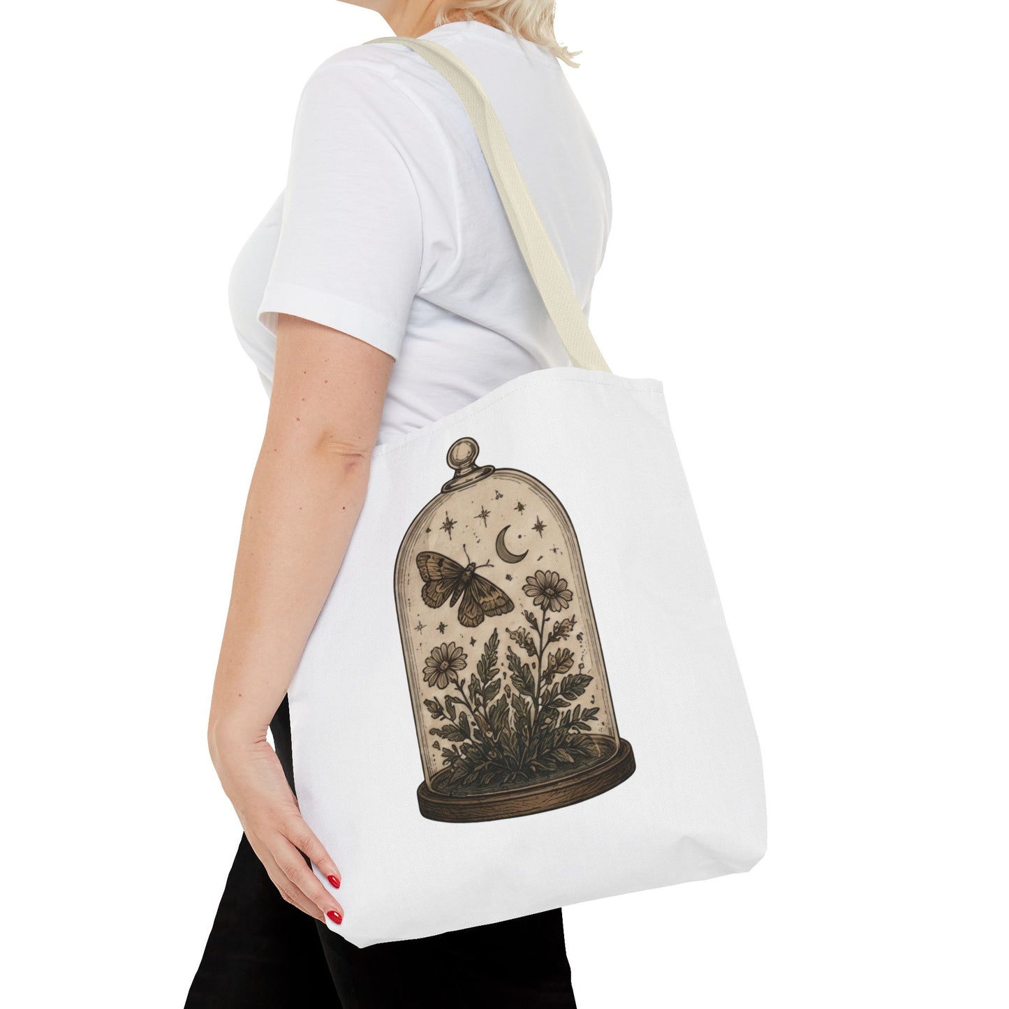 Botanical Dome Tote  Vintage Moth & Moon Floral Print Tote Bag