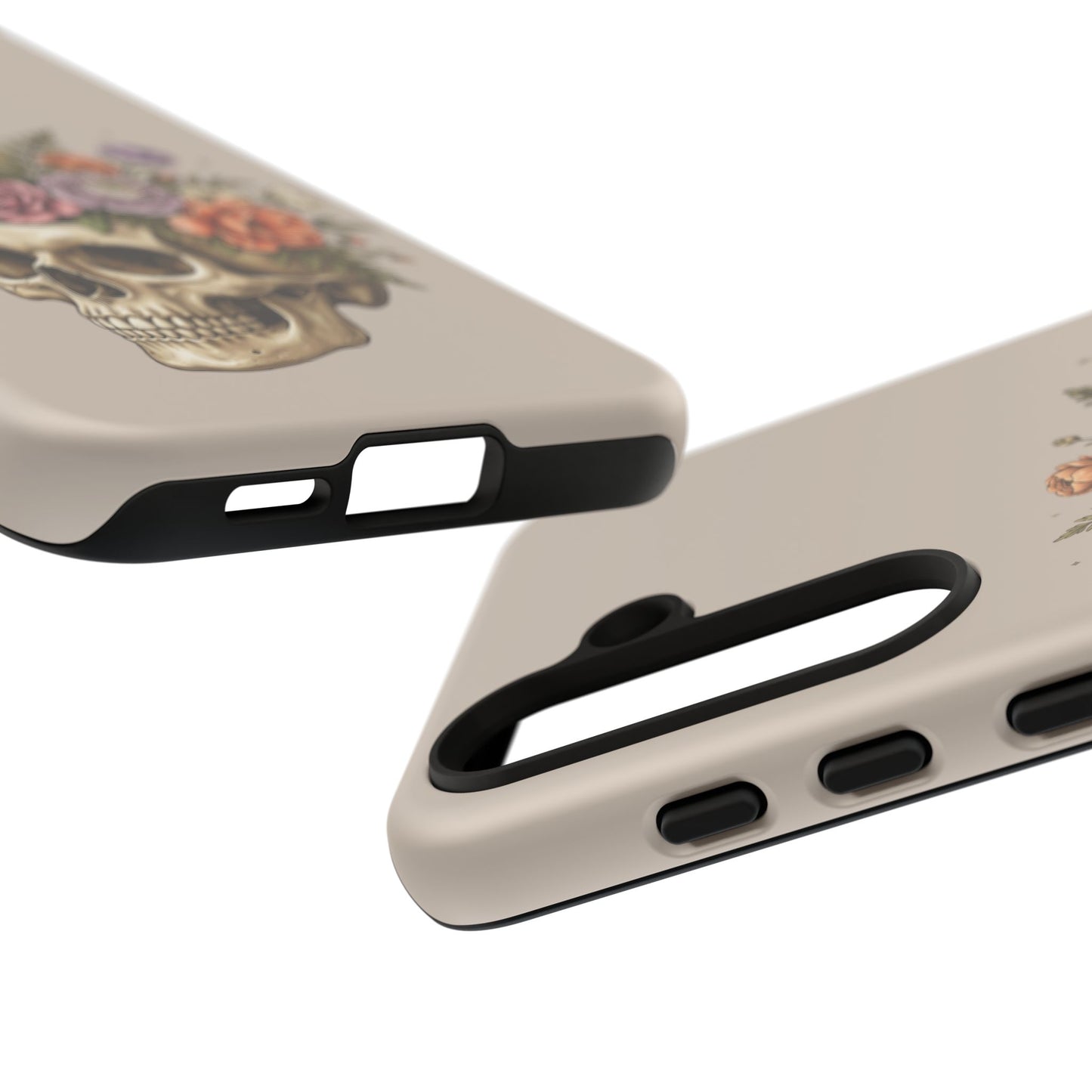 Floral Skull Tough Phone Case  Protective iPhone Case with Vintage Flower Skull Design