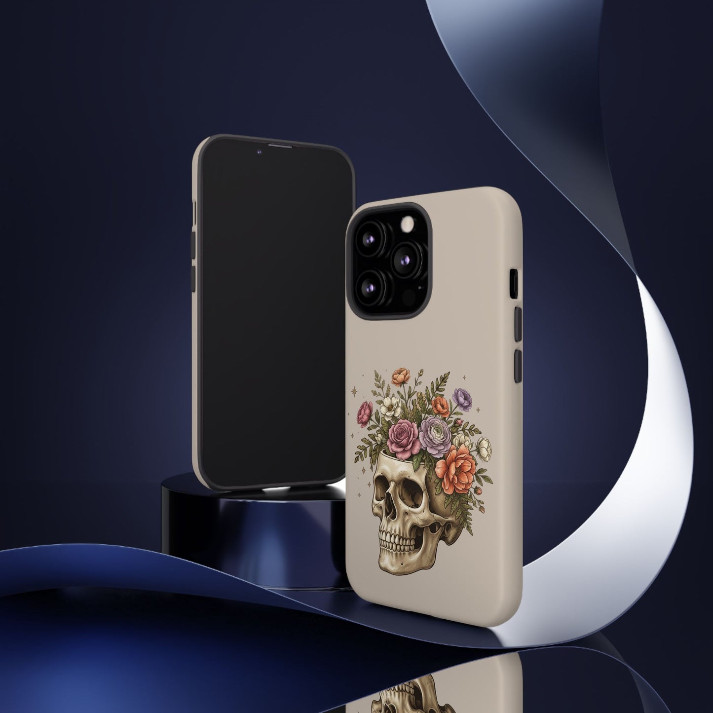 Floral Skull Tough Phone Case  Protective iPhone Case with Vintage Flower Skull Design